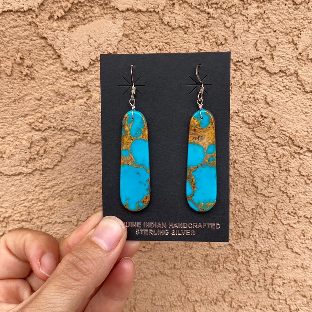 Authentic Native American Turquoise slab earrings